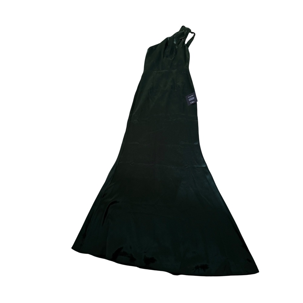 Lulus Emerald Green Satin One-Shoulder Maxi Dress Formal Gown Women XS NWT